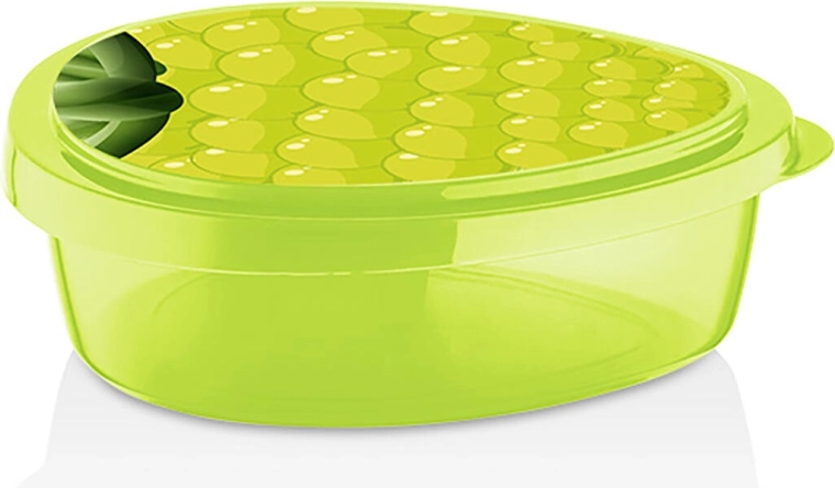Lunchbox 19,5 × 16 × 6 cm mit Traubenmotiv – grüner Kunststoff