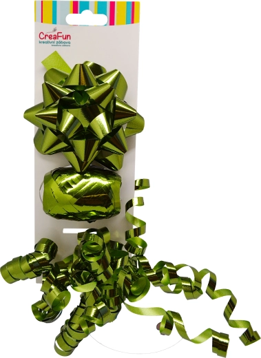 Geschenkset Metallic-Grün 3 Stk. (Schleife, Band, Mini-Schleife)