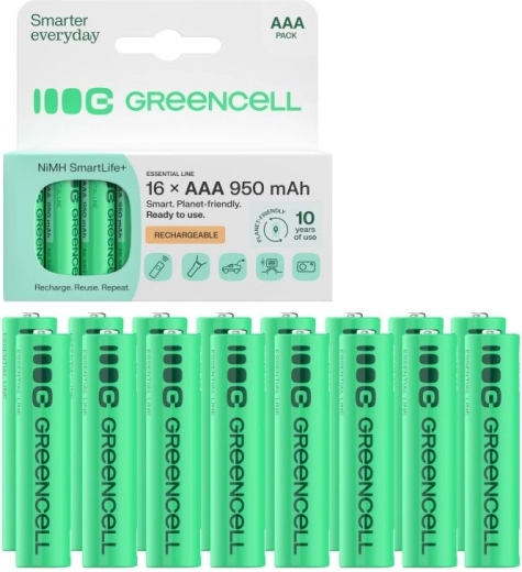 Green Cell wiederaufladbare AAA-Akkus (HR03) 950 mAh 16 Stk.