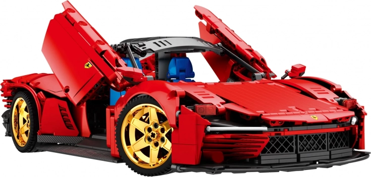 Bausatz für ein rotes Sportwagen-Modell aus Bausteinen