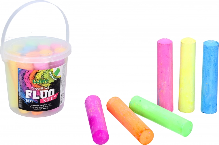 FLUO Gehwegkreide im Eimer, 15 Stk.