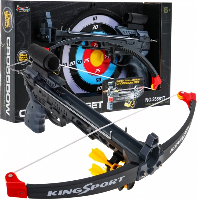 Armbrust für Kinder (6+) Sportset 7-tlg. + Zielscheibe + 5 Pfeile + Visier