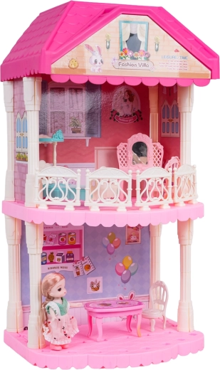 Bunte Villa mit Puppe