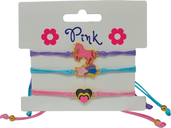 Kinderarmbänder 3 Stk. – Einhorn, Komet und Herz