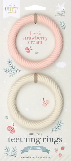 Silikon-Beißringe mit Blättern für Babys, 2 Stück – Erdbeeren