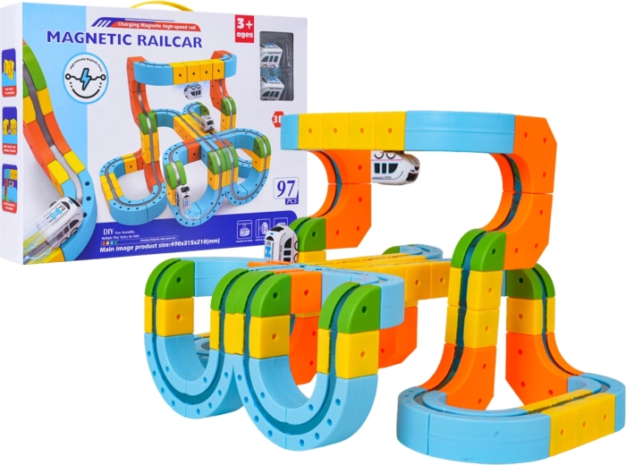 Bunte magnetische Autorennbahn mit 97 Teilen