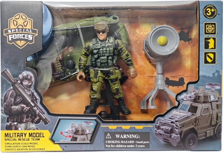 Militär-Set mit Soldatenfigur, Fahrzeug und Zubehör
