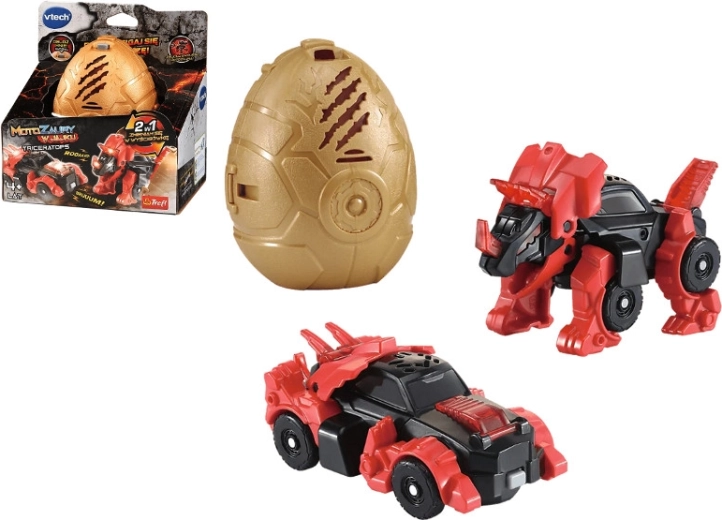 VTech Motozaurier Triceratops im Ei – verwandelbarer Dinosaurier in Rennwagen mit Lichtern und Geräuschen