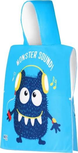 Kinderponcho aus Mikrofaser mit Kapuze NILS aqua Monster Sound