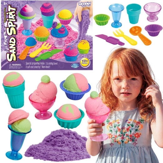 Woopie kinetischer Sand – Eisdielen-Set mit Zubehör (10 Stk.)