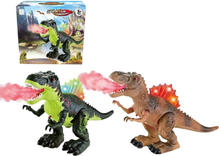 Dinosaurier mit Nebeldampf sowie Licht- und Soundeffekten