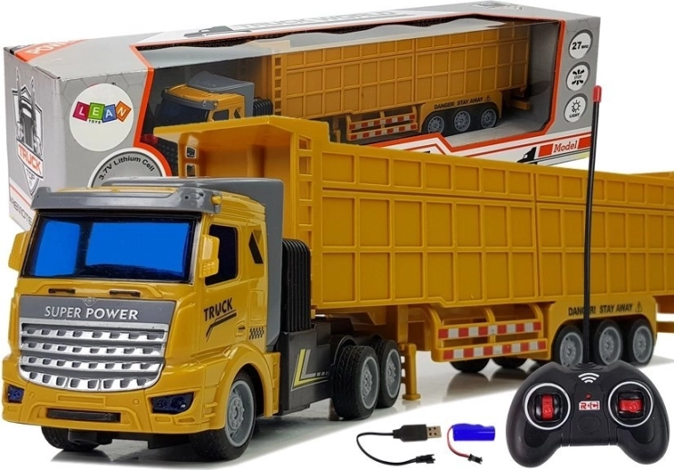 RC-LKW mit großem Anhänger 27 MHz 1:48 gelb