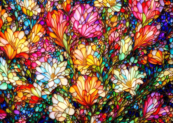 Enjoy Puzzle Abstrakter Buntglas-Blumengarten 1000 Teile