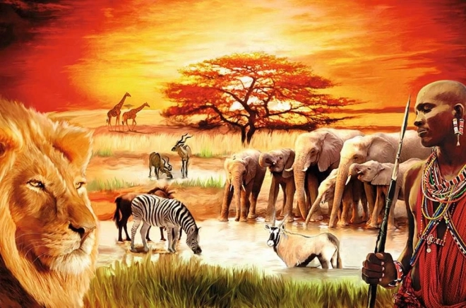 Puzzle Savanne - Stolze Massai 3000 Teile
