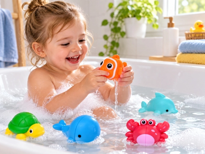 Fröhliche Freunde für die Badewanne