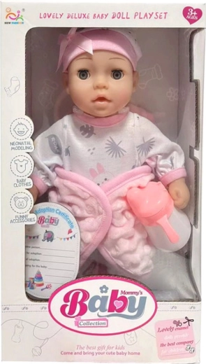 Babypuppe mit Fläschchen - 1 Stück