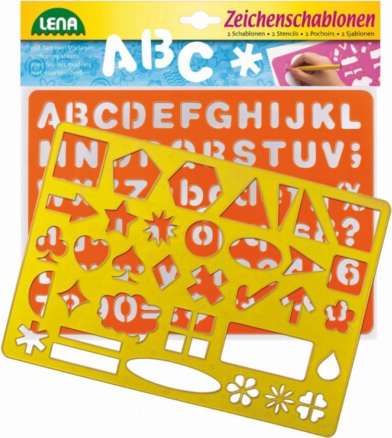 Zeichenschablonen mit Buchstaben und Symbolen LENA