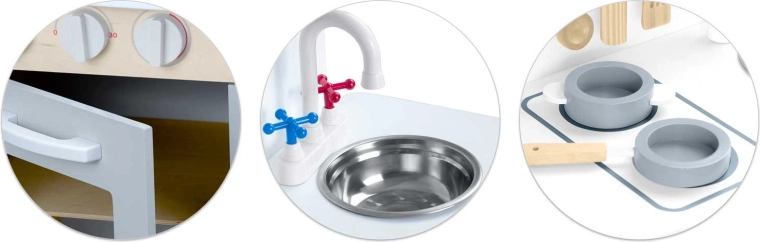 Funktionales Spülbecken mit drehbarem Wasserhahn