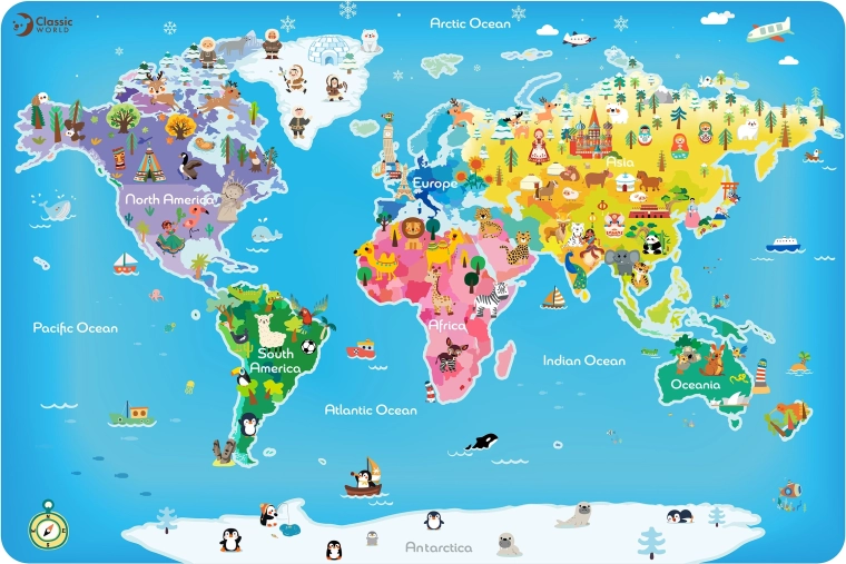 Holzpuzzle Weltkarte für Kinder Classic World