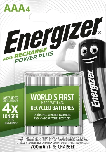 Energizer Power Plus AAA wiederaufladbare Batterien 700 mAh, 4 Stk.