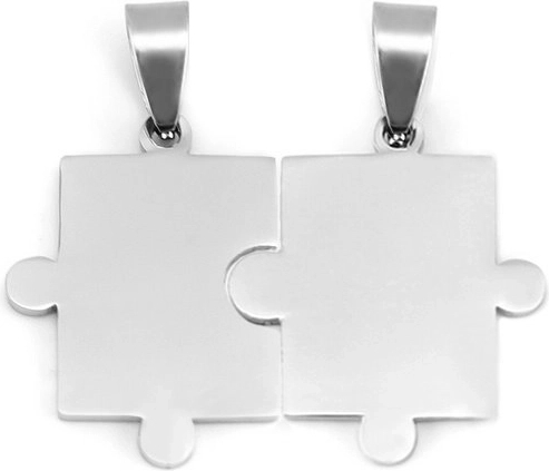 Stahl-Partneranhänger Puzzle – glatt, 2 Stk.