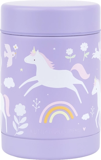 A Little Lovely Company isolierte Lunchbox aus Edelstahl Einhörner und Regenbogen 300 ml
