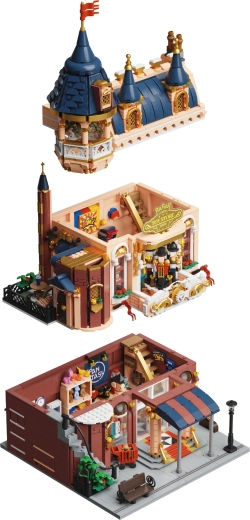 Modulares dreistöckiges Bauwerk für Spiel und Ausstellung