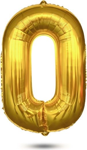 Goldener Folienballon in Form der Zahl 0, 75 cm