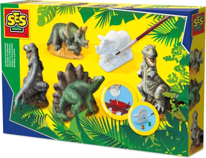 Gips-Dreierset Dinosaurier