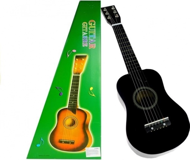 Klassische Holz-Gitarre mit Plektrum Schwarz 60 cm