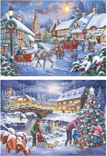 Puzzle House of Puzzles Weihnachten steht vor der Tür, 2 × 500 große Teile
