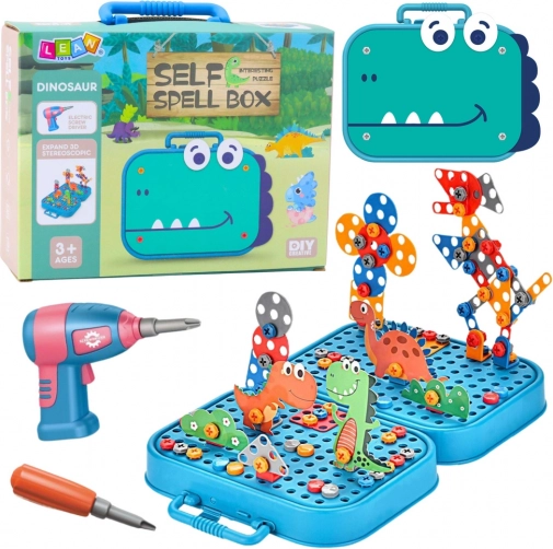 Konstruktionsspielzeug Dinosaurier mit Koffer und Bohrer - 228 Teile