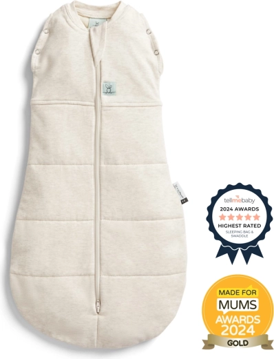 ergoPouch 2-in-1-Pucksack und Schlafsack Cocoon Oatmeal Marle 3–6 Monate, 2,5 TOG