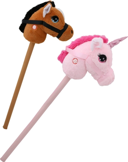 Plüsch-Hobby-Horse Pferd oder Einhorn mit Batteriegeräuschen – 1 Stück