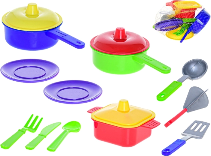 MAD Kinder-Küchen-Set aus Kunststoff mit Geschirr und Besteck