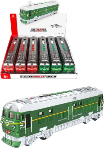 Spray Train Kinderlokomotive mit realistischer Dampf-/Nebel-Funktion, Licht, Sound und zu öffnenden Türen, 28 cm