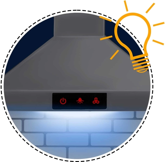 Leuchtende Dunstabzugshaube mit Bedienfeld