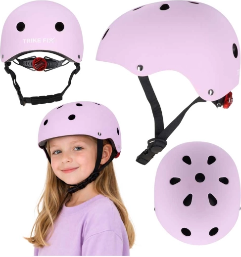 Kinder-Fahrradhelm mit LED TRIKE FIX, Größe M (55–58 cm), lila