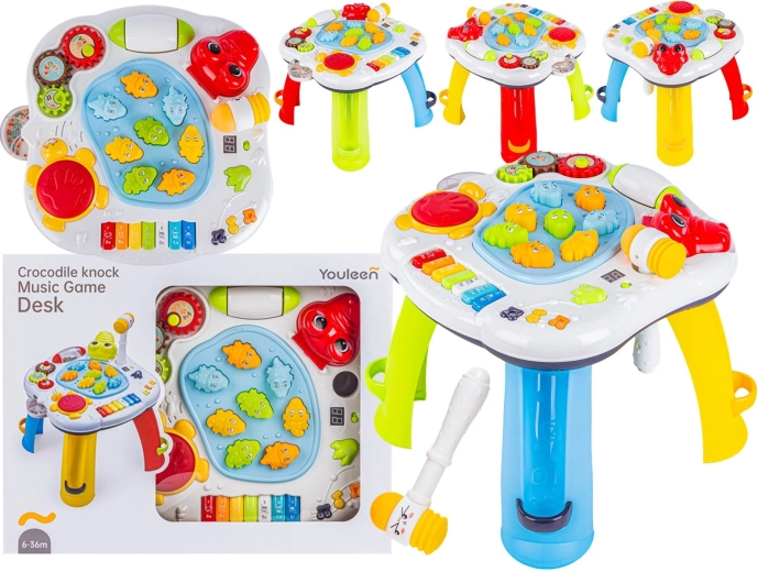 Multifunktionaler pädagogischer Musikspieltisch für Kinder – Krokodil mit Klavier und Hämmerchen