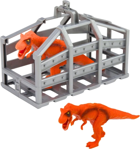 Käfig und Dinosaurierfiguren für sicheren Transport