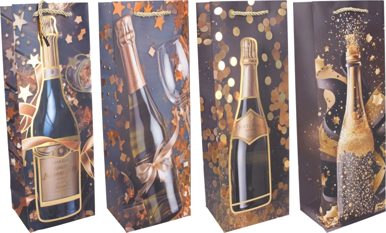 Geschenktüte für eine Flasche M 35 × 12 × 9 cm Ganzjährig - 1 Stück