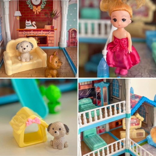 Umfangreiche Ausstattung einschließlich Puppe und Haustieren