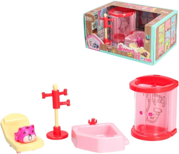 Spielset Badezimmer mit Möbeln für ein Puppenhaus