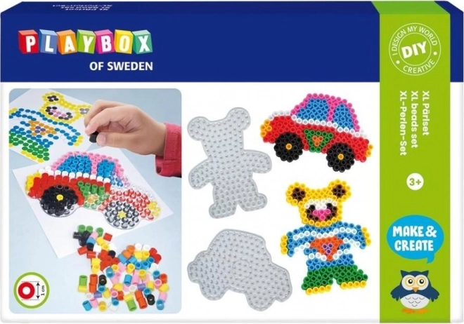 Bügelperlen-Set – Auto und Bär XL