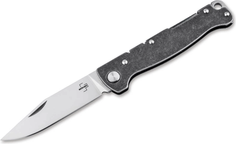 Böker Plus Atlas Clip Point Taschenmesser, D2, Stonewash, Clip