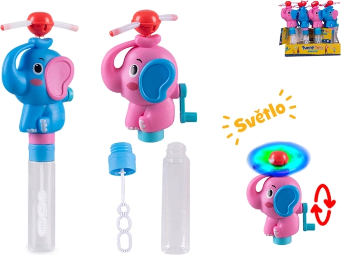 Seifenblasen-Spielzeug in Elefantenform mit Batterien, Licht und Propeller 23,5 cm