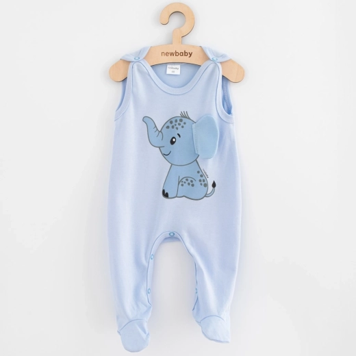 Baby-Overall aus Baumwolle New Baby Happy Elephant blau 74 (6–9 Monate)
