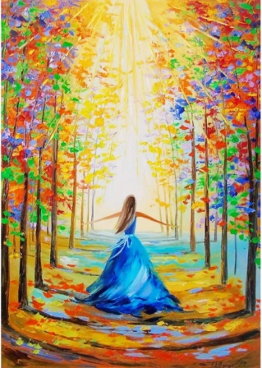 Leinwandbild zum Malen nach Zahlen im Rahmen 40 × 50 cm – Blumenallee