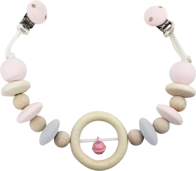 Hess hängendes Spielzeug für den Kinderwagen mit rosa Glöckchen