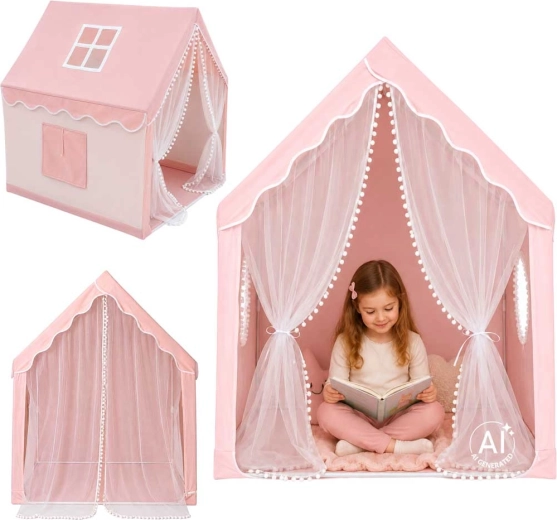 Kinder-Faltzelt in Hausform fürs Kinderzimmer, rosa